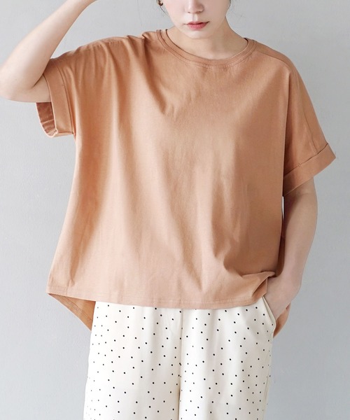 zootie（ズーティー）の「汗しみない Tシャツ［ワイドシルエット］（Tシャツ/カットソー・レディース・杢グレー/ダークカーキ/レッド系その他/ライトオレンジ系/ライトカーキ/ラベンダー/モカ/グレイッシュブルー/イエロー系その他/ブラック/ネイビー/オフホワイト/アイボリー・M-L）」の13枚目の写真