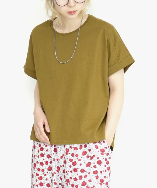 zootie（ズーティー）の「汗しみない Tシャツ［ワイドシルエット］（Tシャツ/カットソー・レディース・杢グレー/ダークカーキ/レッド系その他/ライトオレンジ系/ライトカーキ/ラベンダー/モカ/グレイッシュブルー/イエロー系その他/ブラック/ネイビー/オフホワイト/アイボリー・M-L）」の11枚目の写真