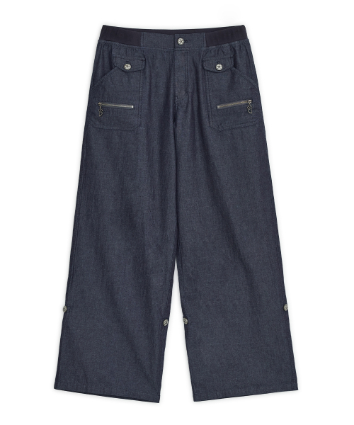 HUG YOUR SKIN(ハグユアスキン)の「ボタンロールアップデニムパンツ(ブルー)(デニムパンツ・レディース・その他・SMALL/MEDIUM)」の1枚目の写真