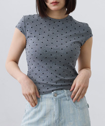 Mirette（ミレット）の「ドットコンパクトリブTシャツ / Polka Dot Compact Rib Tee（Tシャツ/カットソー）」