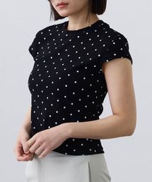 Mirette（ミレット）の「ドットコンパクトリブTシャツ / Polka Dot Compact Rib Tee（Tシャツ/カットソー）」