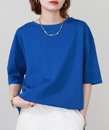 コットンクルーネックラウンドヘムTシャツ 半袖