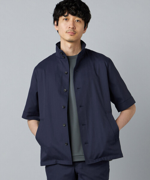 COMME CA MEN(コムサメン)の「【吸水速乾・接触冷感】石川織り COOL MOTION コットンドビーストレッチ スタンドカラーブルゾン(ブルゾン・メンズ・ネイビー/グレー・S/L/M)」の1枚目の写真