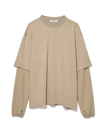 ワッフルレイヤードロングスリーブベージュ