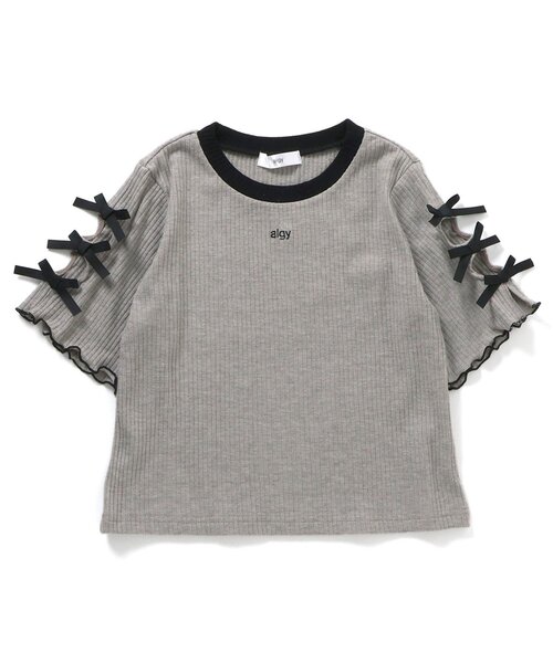 algy（アルジー）の「ラメテレコりぼん半袖Tシャツ（Tシャツ/カットソー・キッズ・ラベンダー/イエロー/グレー・130/160/150/140）」の2枚目の写真