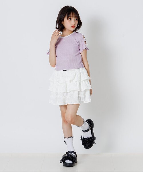algy（アルジー）の「ラメテレコりぼん半袖Tシャツ（Tシャツ/カットソー・キッズ・ラベンダー/イエロー/グレー・130/160/150/140）」の5枚目の写真