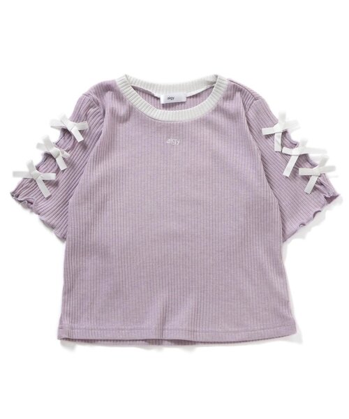 algy（アルジー）の「ラメテレコりぼん半袖Tシャツ（Tシャツ/カットソー・キッズ・ラベンダー/イエロー/グレー・130/160/150/140）」の4枚目の写真