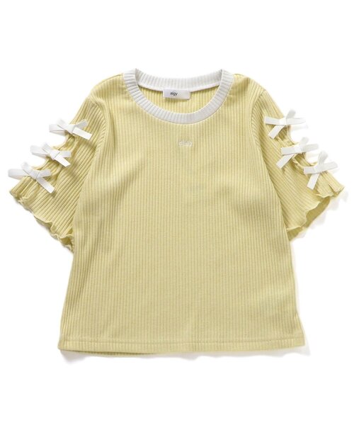algy（アルジー）の「ラメテレコりぼん半袖Tシャツ（Tシャツ/カットソー・キッズ・ラベンダー/イエロー/グレー・130/160/150/140）」の7枚目の写真