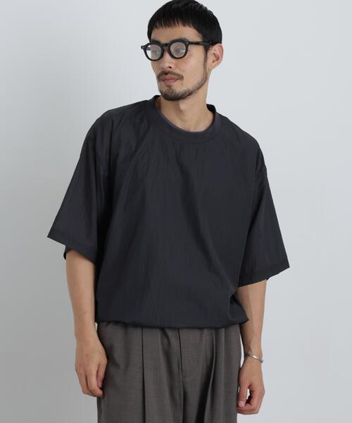 NANO universe(ナノユニバース)の「HRAFTeX(R)プルーオーバー 半袖(Tシャツ/カットソー・メンズ・カーキ/ベージュ/スミクロ・S/L/M)」の4枚目の写真