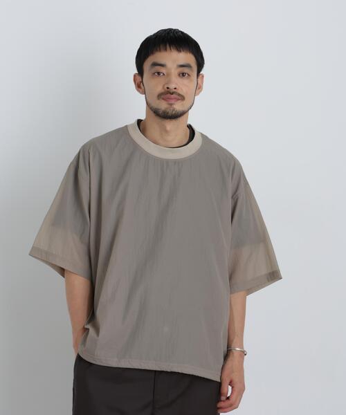 NANO universe(ナノユニバース)の「HRAFTeX(R)プルーオーバー 半袖(Tシャツ/カットソー・メンズ・カーキ/ベージュ/スミクロ・S/L/M)」の18枚目の写真