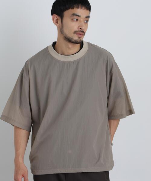 NANO universe(ナノユニバース)の「HRAFTeX(R)プルーオーバー 半袖(Tシャツ/カットソー・メンズ・カーキ/ベージュ/スミクロ・S/L/M)」の19枚目の写真