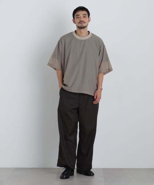 NANO universe(ナノユニバース)の「HRAFTeX(R)プルーオーバー 半袖(Tシャツ/カットソー・メンズ・カーキ/ベージュ/スミクロ・S/L/M)」の21枚目の写真