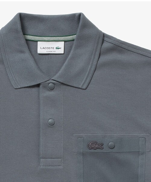 LACOSTE（ラコステ）の「メッシュポケットワントーンポロシャツ（ポロシャツ・メンズ・ブラック/オフホワイト/チャコール・2/5/4/3）」の6枚目の写真