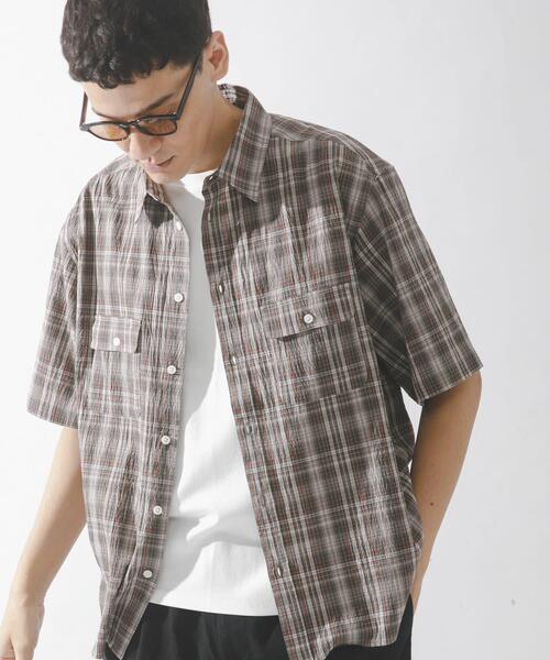 URBAN RESEARCH Sonny Label(アーバンリサーチサニーレーベル)の「ワッシャーチェックショートスリーブシャツ(シャツ/ブラウス・メンズ・オレンジ系その他/ブルー系その他/ブラウン系その他・LARGE/MEDIUM)」の1枚目の写真