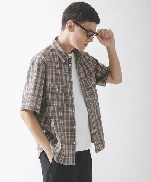 URBAN RESEARCH Sonny Label(アーバンリサーチサニーレーベル)の「ワッシャーチェックショートスリーブシャツ(シャツ/ブラウス・メンズ・オレンジ系その他/ブルー系その他/ブラウン系その他・LARGE/MEDIUM)」の7枚目の写真