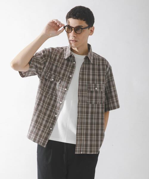 URBAN RESEARCH Sonny Label(アーバンリサーチサニーレーベル)の「ワッシャーチェックショートスリーブシャツ(シャツ/ブラウス・メンズ・オレンジ系その他/ブルー系その他/ブラウン系その他・LARGE/MEDIUM)」の8枚目の写真