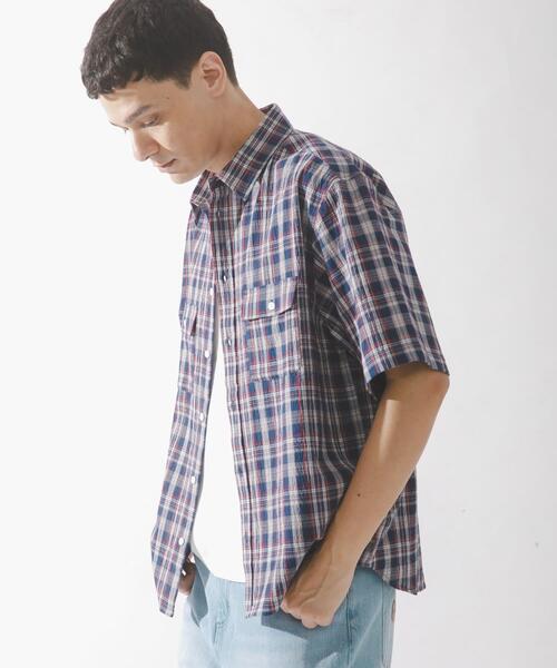 URBAN RESEARCH Sonny Label(アーバンリサーチサニーレーベル)の「ワッシャーチェックショートスリーブシャツ(シャツ/ブラウス・メンズ・オレンジ系その他/ブルー系その他/ブラウン系その他・LARGE/MEDIUM)」の22枚目の写真