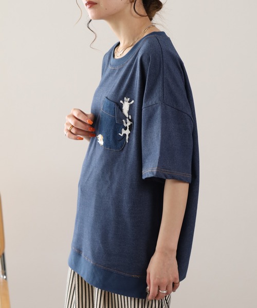 FUNALIVE(ファンアライブ)の「インレイ裾ドロストプルオーバー 半袖(Tシャツ/カットソー・レディース・ブルー系/ネイビー系8・M/L)」の11枚目の写真