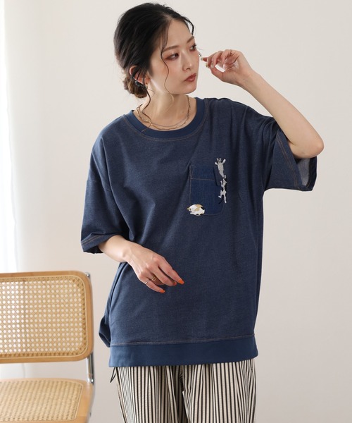FUNALIVE(ファンアライブ)の「インレイ裾ドロストプルオーバー 半袖(Tシャツ/カットソー・レディース・ブルー系/ネイビー系8・M/L)」の13枚目の写真