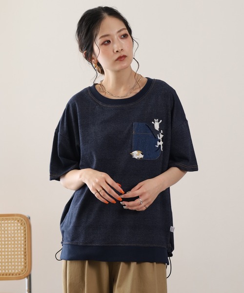 FUNALIVE(ファンアライブ)の「インレイ裾ドロストプルオーバー 半袖(Tシャツ/カットソー・レディース・ブルー系/ネイビー系8・M/L)」の8枚目の写真