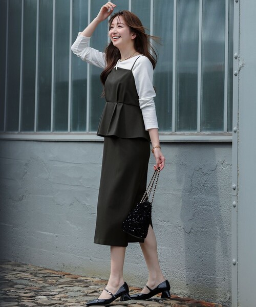 ANY SIS(エニィスィス)の「キャミワンピース × カットソー セット(セットアップ・レディース・黄土色系/グレー系・X-LARGE)」の12枚目の写真
