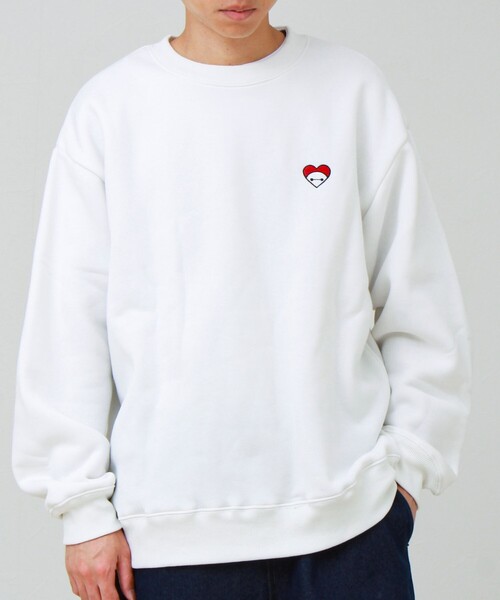 GLOSTER(グロスター)の「【BAYMAX/ベイマックス】サガラ刺繍クルースウェット 裏起毛(スウェット・メンズ・オフホワイト/ブラック・L/M)」の3枚目の写真