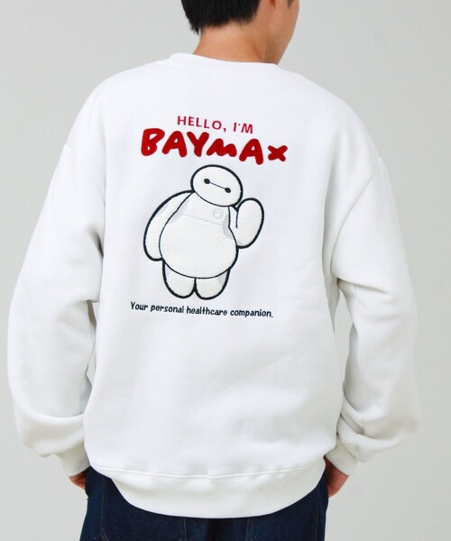 GLOSTER(グロスター)の「【BAYMAX/ベイマックス】サガラ刺繍クルースウェット 裏起毛(スウェット・メンズ・オフホワイト/ブラック・L/M)」の4枚目の写真