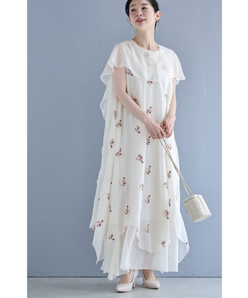 cawaii(カワイイ)の「肩周り隠すベールの煌めくリーフ刺繍ロングワンピース(ワンピース・レディース・アイボリー・FREE)」の17枚目の写真