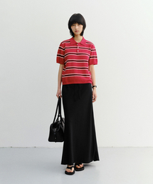 UNISEX MULTI STRIPED POLO KNIT_UDSW6B122_RED / BURGUNDY