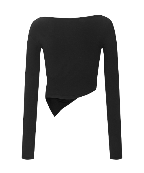 PLEASENOFOLLOW(プリーズノーフォロー)の「Sadie Unbal Shirring Long Sleeve Top (Black)(Tシャツ/カットソー・レディース・その他・FREE)」の3枚目の写真