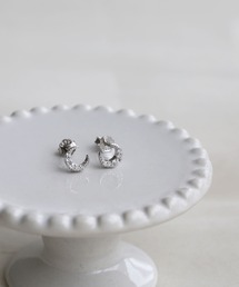 [silver925]ストーン×月のスタッドピアス<金属アレルギー対応>