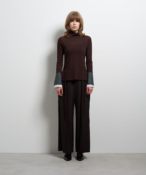 LANVIN en Bleu(ランバンオンブルー)の「サイドテープワイドパンツ(その他パンツ・レディース・ブラウン/ブラック・36/38)」の6枚目の写真