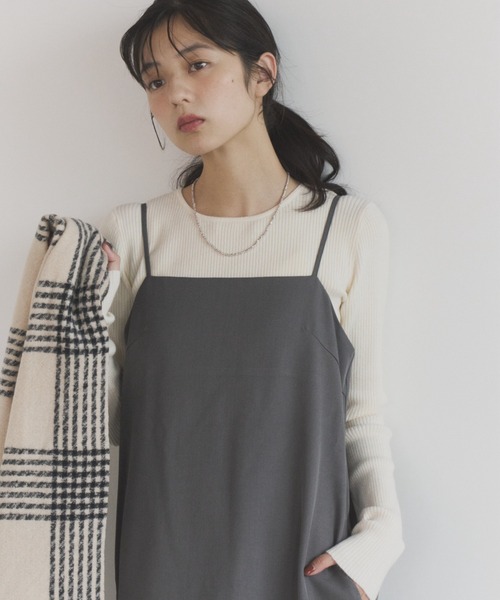 ELNEsoi(エルネソワ)の「裾フリルキャミワンピース(ワンピース・レディース・アイボリー/チャコールグレー/ブラウン・FREE)」の6枚目の写真