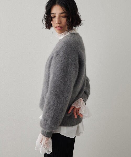 Whim Gazette（ウィムガゼット）の「〈WEB限定〉ファークルーネックプルオーバー（ニット/セーター・レディース・ブラウン/グレー/オフホワイト・FREE）」の7枚目の写真