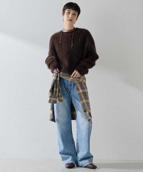 Whim Gazette（ウィムガゼット）の「〈WEB限定〉ファークルーネックプルオーバー（ニット/セーター・レディース・ブラウン/グレー/オフホワイト・FREE）」の17枚目の写真