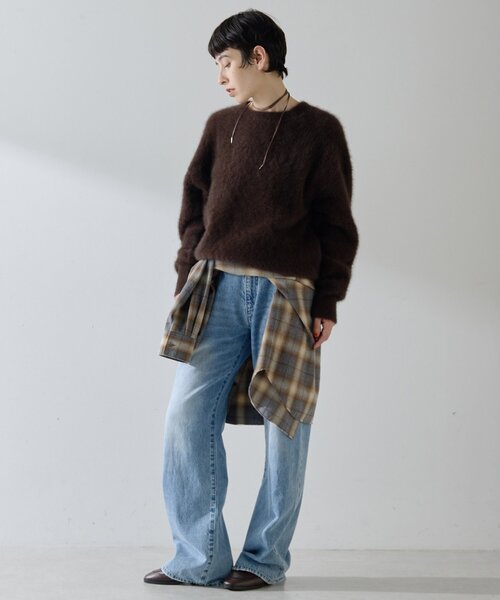 Whim Gazette（ウィムガゼット）の「〈WEB限定〉ファークルーネックプルオーバー（ニット/セーター・レディース・ブラウン/グレー/オフホワイト・FREE）」の16枚目の写真