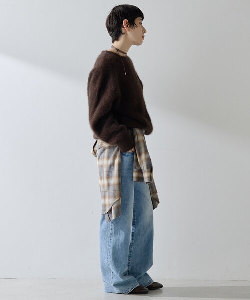 Whim Gazette（ウィムガゼット）の「〈WEB限定〉ファークルーネックプルオーバー（ニット/セーター・レディース・ブラウン/グレー/オフホワイト・FREE）」の13枚目の写真