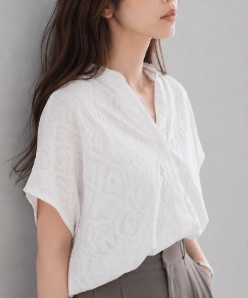 Muffiny(マフィニー)の「エアリージャガードブラウス【Indian Cotton】(シャツ/ブラウス・レディース・オフホワイト/ブラック・MEDIUM)」の3枚目の写真