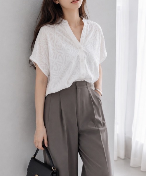 Muffiny(マフィニー)の「エアリージャガードブラウス【Indian Cotton】(シャツ/ブラウス・レディース・オフホワイト/ブラック・MEDIUM)」の7枚目の写真