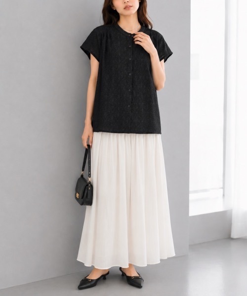 Muffiny(マフィニー)の「エアリージャガードブラウス【Indian Cotton】(シャツ/ブラウス・レディース・オフホワイト/ブラック・MEDIUM)」の17枚目の写真