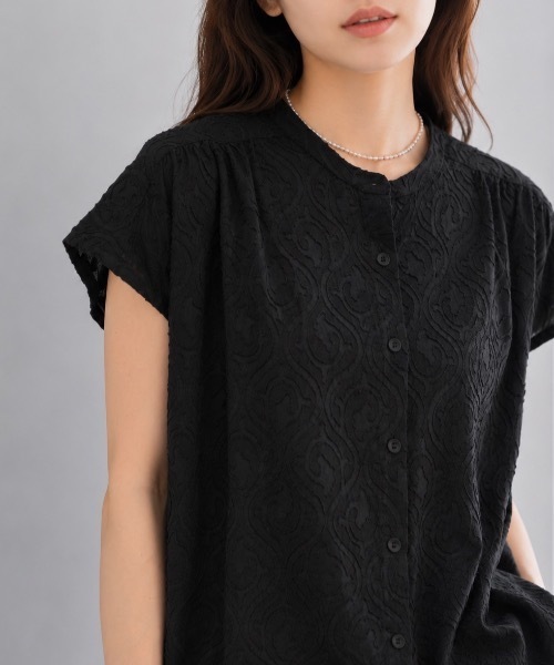 Muffiny(マフィニー)の「エアリージャガードブラウス【Indian Cotton】(シャツ/ブラウス・レディース・オフホワイト/ブラック・MEDIUM)」の13枚目の写真