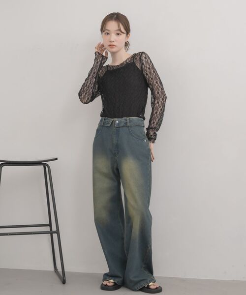 RETRO GIRL(レトロガール)の「【サイズ展開あり】折り返しデニムパンツ(デニムパンツ・レディース・ブルー/ブラック・MEDIUM/LARGE)」の7枚目の写真