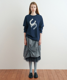 Flower Shirring Skirt (Grey)