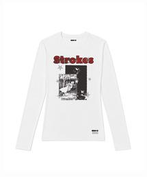 セミクロップド strokes 長袖Tシャツ [ホワイト]