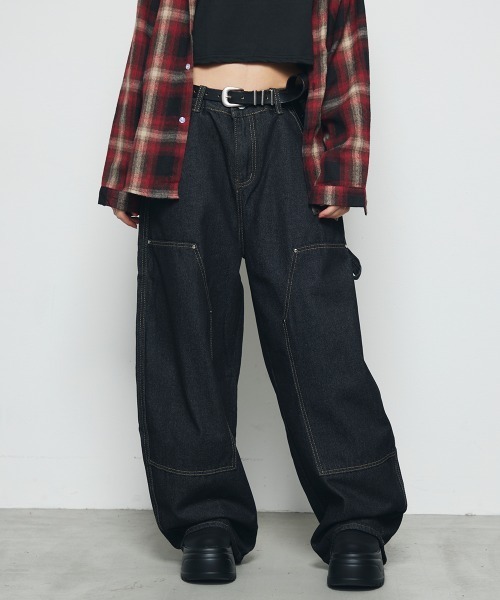 DAZE(デイズ)の「ペインター ワイド デニムパンツ(デニムパンツ・メンズ・ブラック系・SMALL/MEDIUM/LARGE/X-LARGE)」の1枚目の写真