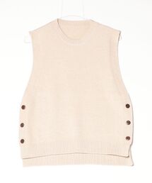 サイドボタンシンプルニットベスト