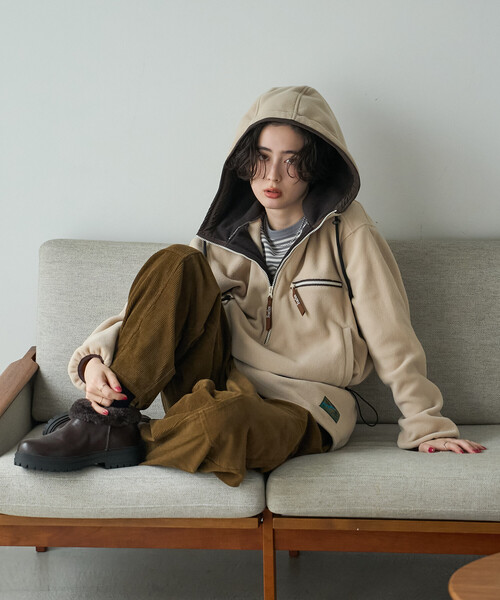 FREAK'S STORE(フリークスストア)の「Foxfire × FREAK'S STORE/フォックスファイヤー フリース プルオーバー/ハーフジップパーカー(パーカー・レディース・チャコールグレー/ナチュラル/ネイビー・フリ-)」の4枚目の写真