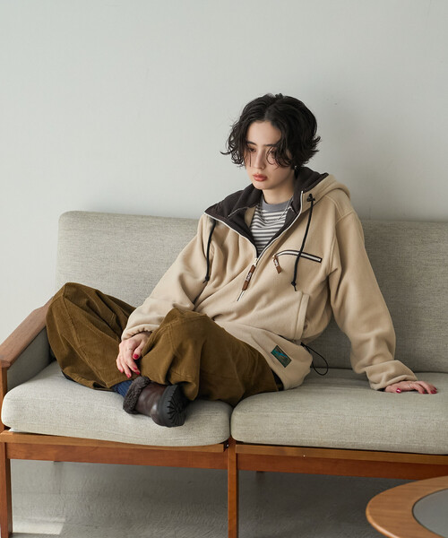 FREAK'S STORE(フリークスストア)の「Foxfire × FREAK'S STORE/フォックスファイヤー フリース プルオーバー/ハーフジップパーカー(パーカー・レディース・チャコールグレー/ナチュラル/ネイビー・フリ-)」の7枚目の写真