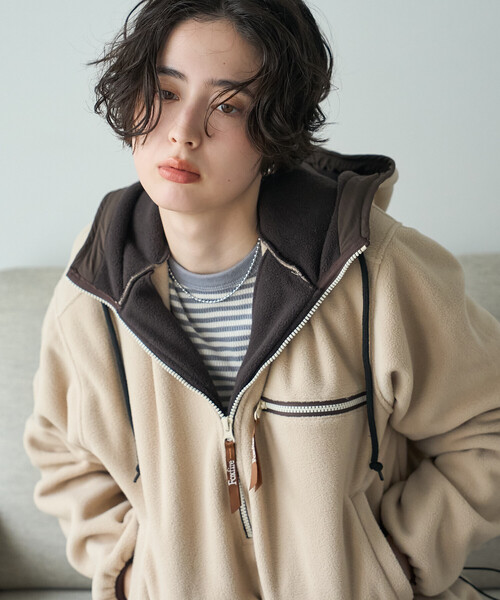 FREAK'S STORE(フリークスストア)の「Foxfire × FREAK'S STORE/フォックスファイヤー フリース プルオーバー/ハーフジップパーカー(パーカー・レディース・チャコールグレー/ナチュラル/ネイビー・フリ-)」の11枚目の写真