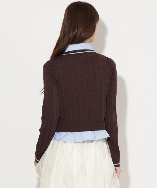 AND COUTURE(アンドクチュール)の「配色シャツ襟ペプラムニット長袖プルオーバー(ニット/セーター・レディース・チャコールグレー/ブラウン/ネイビー・FREE)」の6枚目の写真